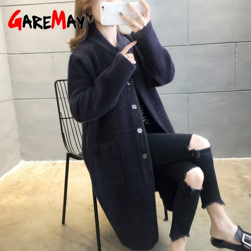 Autumn and Winter Woolen Coat Female Mid-Long New Korean Temperament Women's Popular Outerwear Woolen Coat Women Sweater 201031