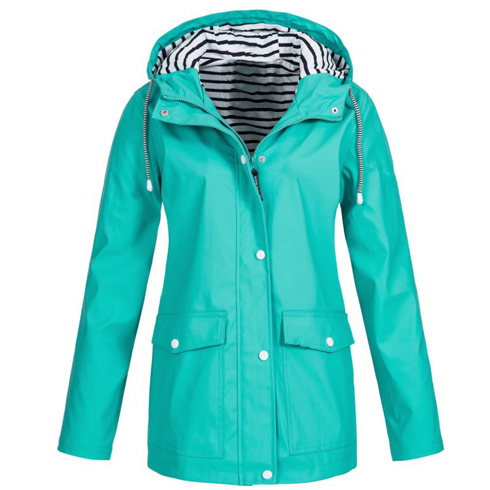 S-5XL Plus Size Solid Color Outdoor Jackets Hooded Raincoats Wind Jacket Waterproof Rain Jacket Long Coats Women Windbreaker D25 201211
