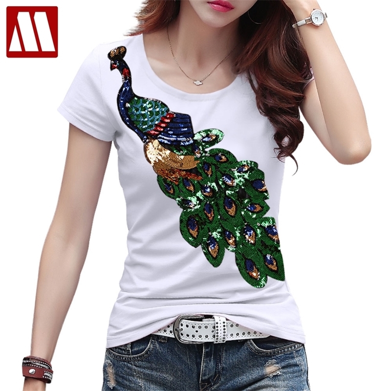 Newest casual summer women t shirt Peacock Paillette stitchwork t-shirt cotton Short sleeve big size cool tshirt Brand Tops Tees Y200412, Osky
Newest casual summer women t shirt Peacock Paillette stitchwork t-shirt cotton Short sleeve big size cool tshirt Brand Tops Tees Y200412, Osky