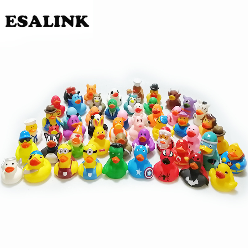 Random Mini Colorful Rubber Float Squeaky Sound Duck Bath Toy Baby Water Pool Funny Toys for Girls Boys Gifts LJ201019
