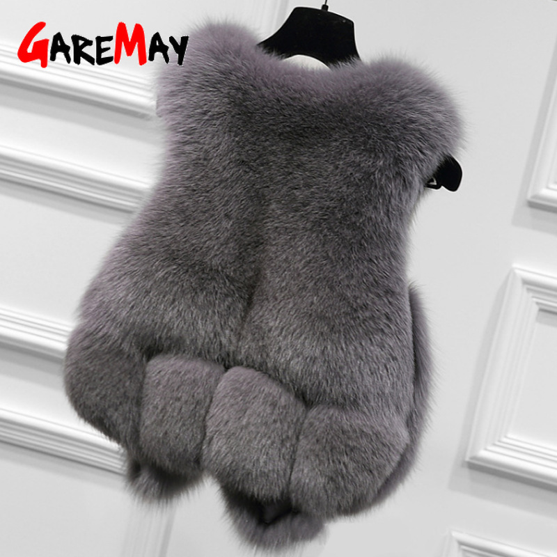 Faux Fur Coat Winter Fur Vest For Women Warm short waistcoat female casual loose Fur jacket sleeveless Women's Coat Vests 201211