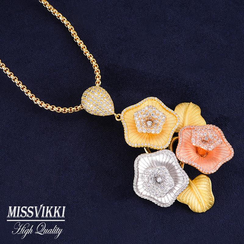 missvikki New Fashion Brand Flowers Pendant Necklace Tricolor Shiny CZ Sweet Jewelry For Women Wedding Engagement Performance
missvikki New Fashion Brand Flowers Pendant Necklace Tricolor Shiny CZ Sweet Jewelry For Women Wedding Engagement Performance