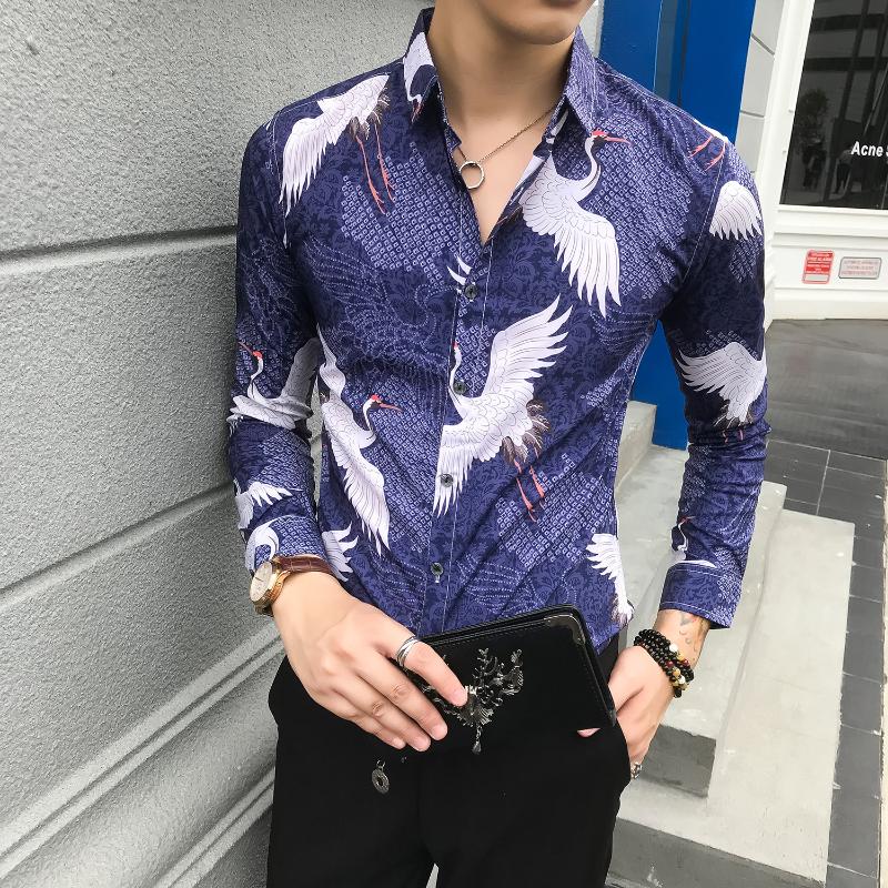 2020 Laster British Style Fashion Show Delicate White Swan Printing Long-Sleeve Trend Casual Slim men's Shirt, Black
2020 Laster British Style Fashion Show Delicate White Swan Printing Long-Sleeve Trend Casual Slim men's Shirt, Black