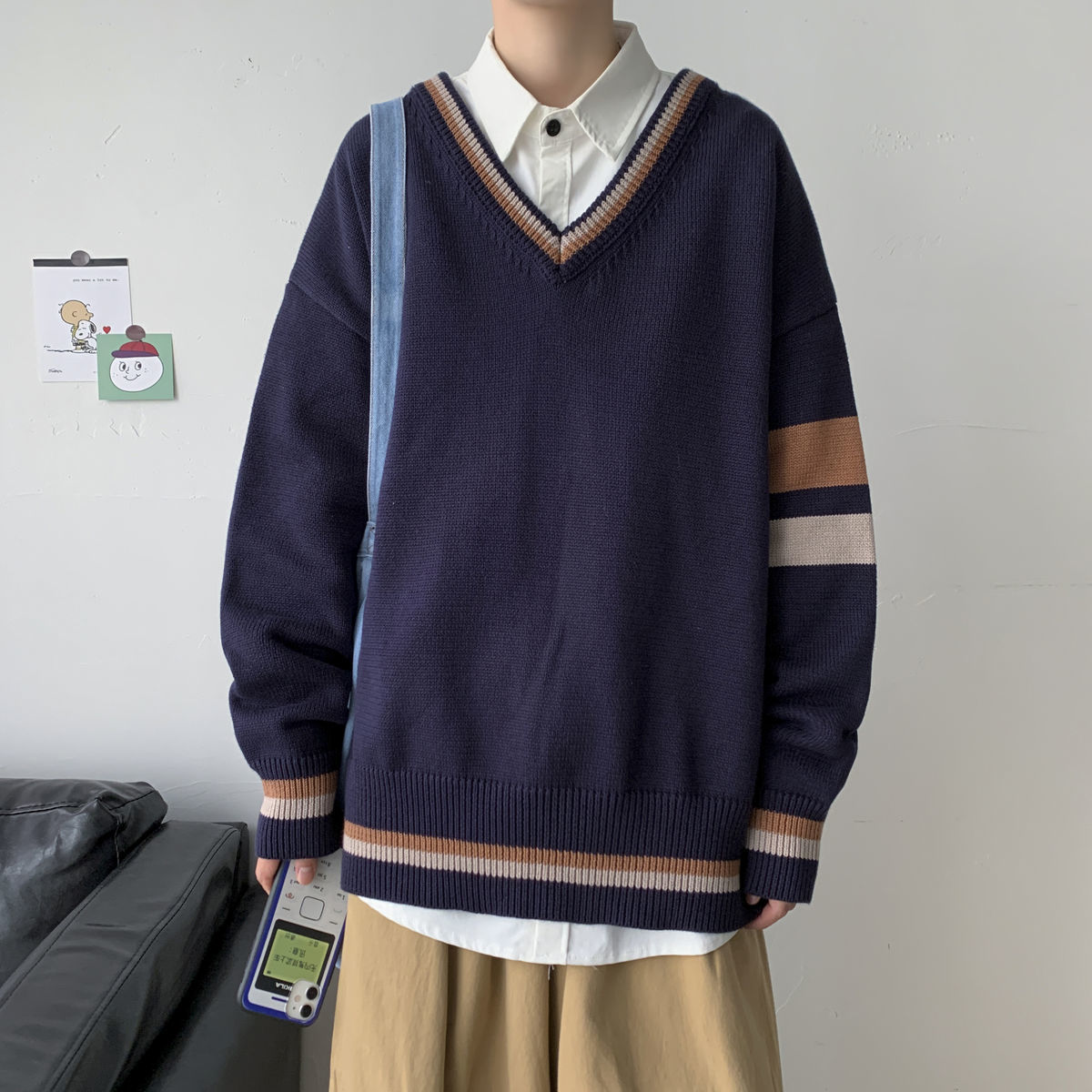 Sweater 2021 Men's Autumn New Thick Knitted Shirt Leisure Youth Clothing 6V5E, Khaki.
Sweater 2021 Men's Autumn New Thick Knitted Shirt Leisure Youth Clothing 6V5E, Khaki.