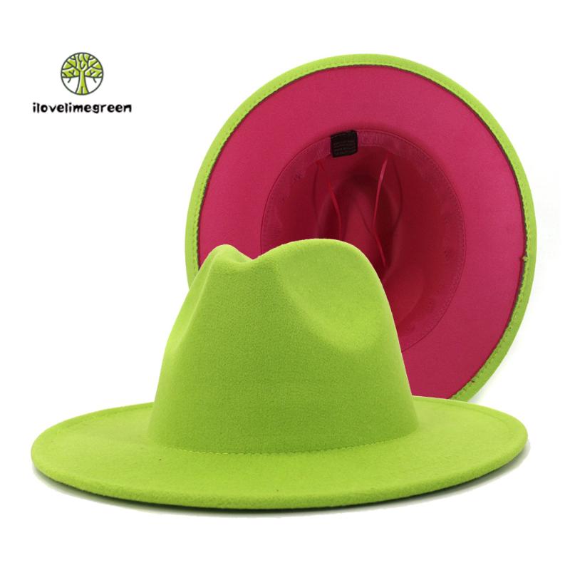 Hot Sell Lime Green Rose Red Patchwork Fedora Hat with Wide Brim Women Men Elegant Fall Winter Jazz Panama Hat
Hot Sell Lime Green Rose Red Patchwork Fedora Hat with Wide Brim Women Men Elegant Fall Winter Jazz Panama Hat