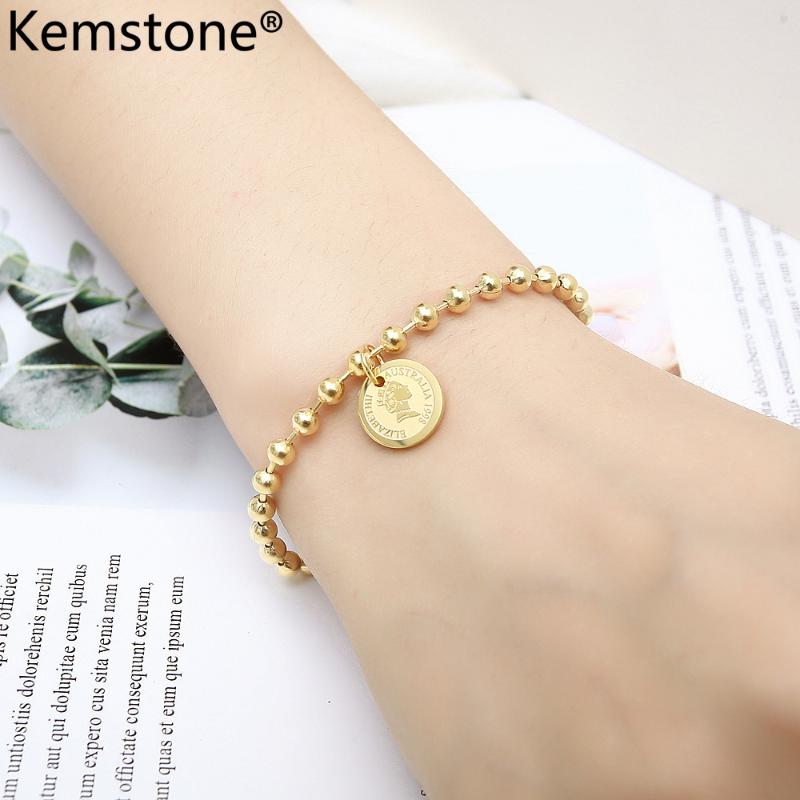 Kemstone Simple Gold Plated Stainless Steel Round Bead Lucky Charm Bracelet for Women
Kemstone Simple Gold Plated Stainless Steel Round Bead Lucky Charm Bracelet for Women