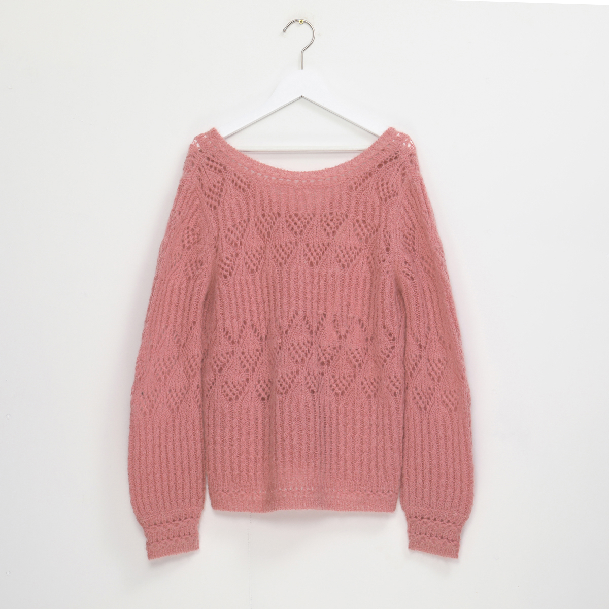 Georgia Knitted Jumper Women Casual Mohair Wool Puffed Sleeve V Neck Chic Sweater Autumn Winter Vintage Pullover 201222
