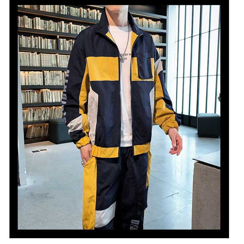 Customized men's long-sleeved jacket suit trendy tooling personality leisure sports two-piece suit, Gray
Customized men's long-sleeved jacket suit trendy tooling personality leisure sports two-piece suit, Gray
