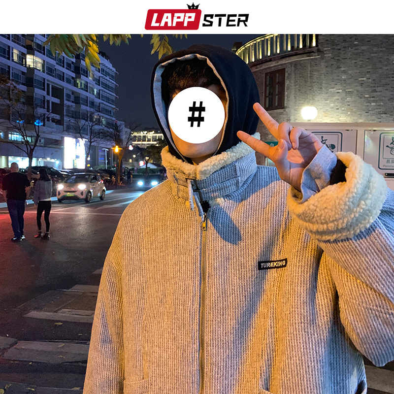 LAPPSTER Winter Jacket Wool Men Men Colorful Korean Fashions Parka Male Warm Black Harajuku Vintage Coats Thick Clothing 201214