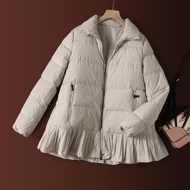 Duck Down Jacket Women 90 White Duck Down Junior Lace Thick Coat Two Diagonal Pockets With Zipper Closure Elastic Cuff Design, Beige
Duck Down Jacket Women 90 White Duck Down Junior Lace Thick Coat Two Diagonal Pockets With Zipper Closure Elastic Cuff Design, Beige