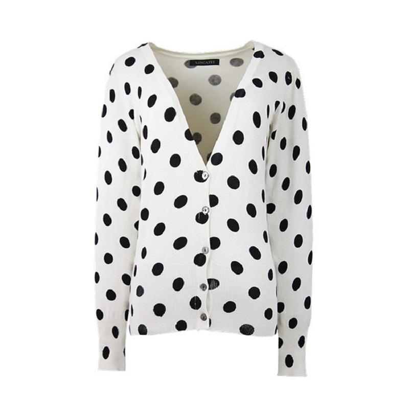 Knitted Cardigans Women 2020 Fashion V-Neck Black Dot Printed Sweater Basic Jacket Coats Female Short Long Sleeves Cardigan Tops, Beige
Knitted Cardigans Women 2020 Fashion V-Neck Black Dot Printed Sweater Basic Jacket Coats Female Short Long Sleeves Cardigan Tops, Beige