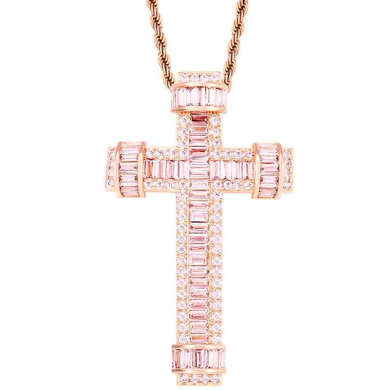 Cubic Zirconia Iced Out Pendants Necklace for Men Women New Hip Hop Bling Micro Paved CZ Stone Rapper Jewelry Rose 18K Real Gold Silver Birthday Gift 