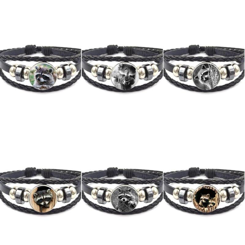 EJ Glaze For Men Women Gift Retro Wild Animal Raccoon Brand Glass Cabochon Black Leather Bracelet Bangle Jewelry Gift
EJ Glaze For Men Women Gift Retro Wild Animal Raccoon Brand Glass Cabochon Black Leather Bracelet Bangle Jewelry Gift