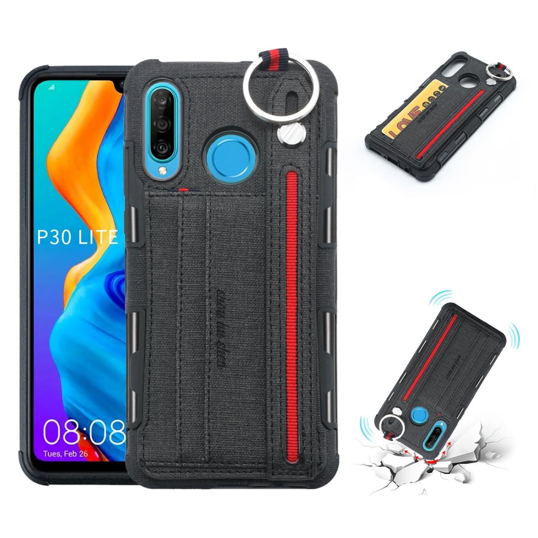 For Huawei P30 Lite Cloth Texture TPU Shockproof Protective Case with Metal Ring Holder Card Slots Hanging Strap
For Huawei P30 Lite Cloth Texture TPU Shockproof Protective Case with Metal Ring Holder Card Slots Hanging Strap