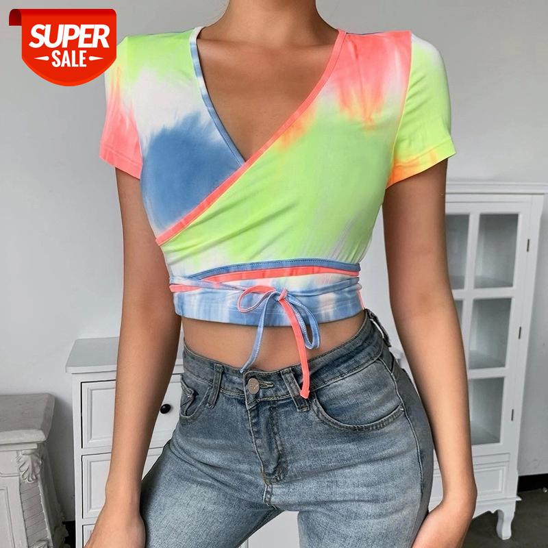 New Fresh Sexy All Match Women T Shirt Short Sleeve V Neck Lace Up Bright Tie Dye Fashion Patchwork Campus Girl Young Crop Top #A50e, White
New Fresh Sexy All Match Women T Shirt Short Sleeve V Neck Lace Up Bright Tie Dye Fashion Patchwork Campus Girl Young Crop Top #A50e, White