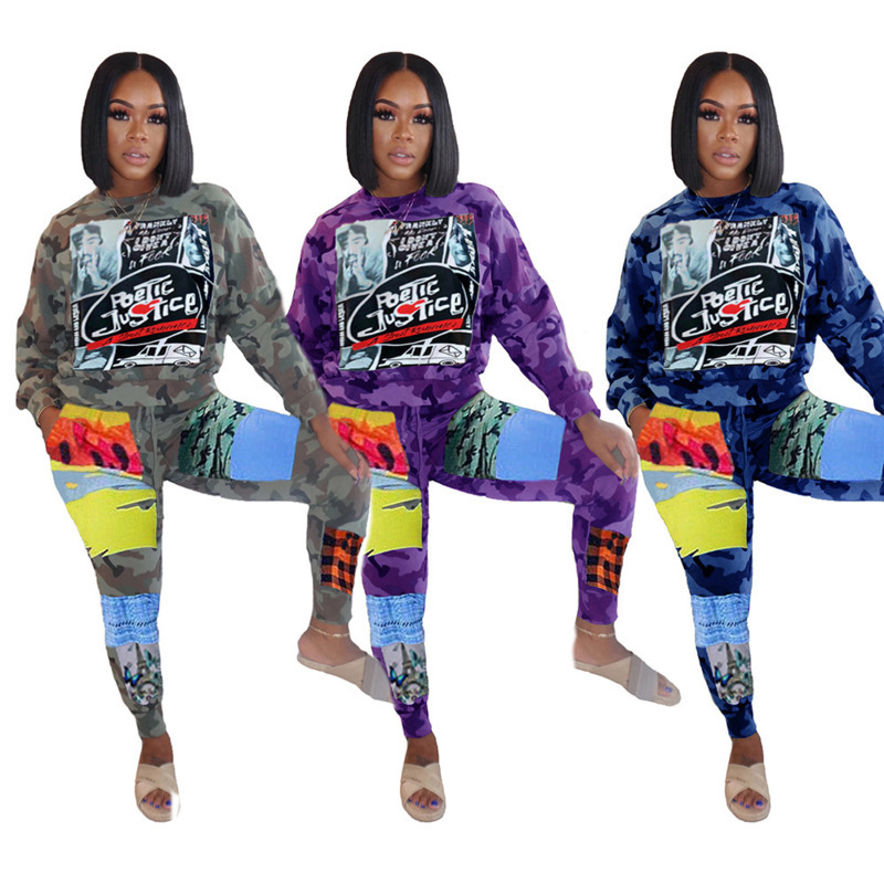 Designer Women Tracksuit Two Piece Sets Fashion Clothing Long Sleeve Sports Suit Camouflage Print jogging suits The New Listing 2020, L169 camouflage purple
Designer Women Tracksuit Two Piece Sets Fashion Clothing Long Sleeve Sports Suit Camouflage Print jogging suits The New Listing 2020, L169 camouflage purple