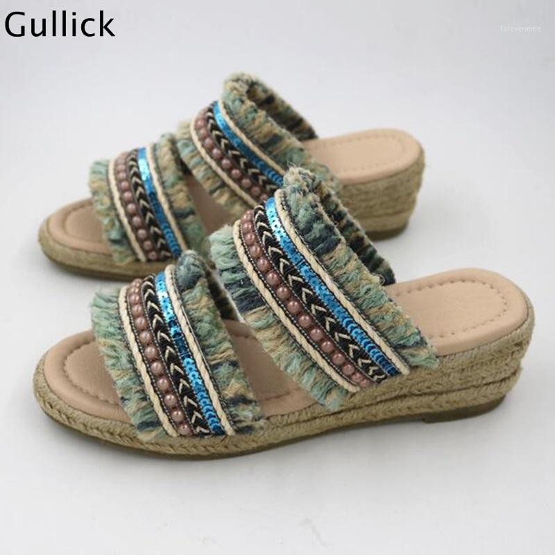 New Arrival Bohemian Style Outside Braided Heels Woman Slippers Wedge Ethnic Chic Beachwear Cool Beading Slides Real Photo1, As picture
New Arrival Bohemian Style Outside Braided Heels Woman Slippers Wedge Ethnic Chic Beachwear Cool Beading Slides Real Photo1, As picture