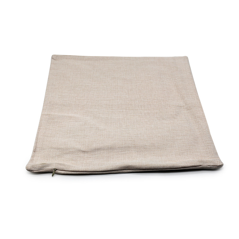 Blank Sublimation Pocket pillow cover linen polyester beige square pillowcase sofa throw Envelope cushion cover 40*40cm custom logo