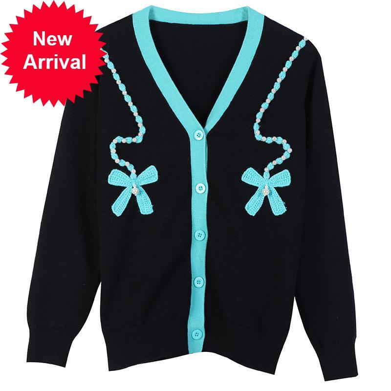 2021 New Autumn Clothing Design Women Striped Flower Bored with Decont in v Cardigan Coat of Male Shirt Dresses Wyji, Black