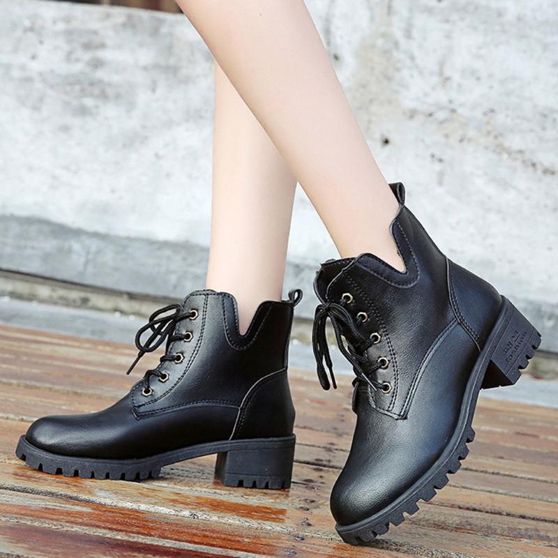 Boots Nice Fashion Women Square Heels Lace-Up Solid Color Ankle Boots Round Toe Short Shoes Woman Motorcycle, Black
Boots Nice Fashion Women Square Heels Lace-Up Solid Color Ankle Boots Round Toe Short Shoes Woman Motorcycle, Black