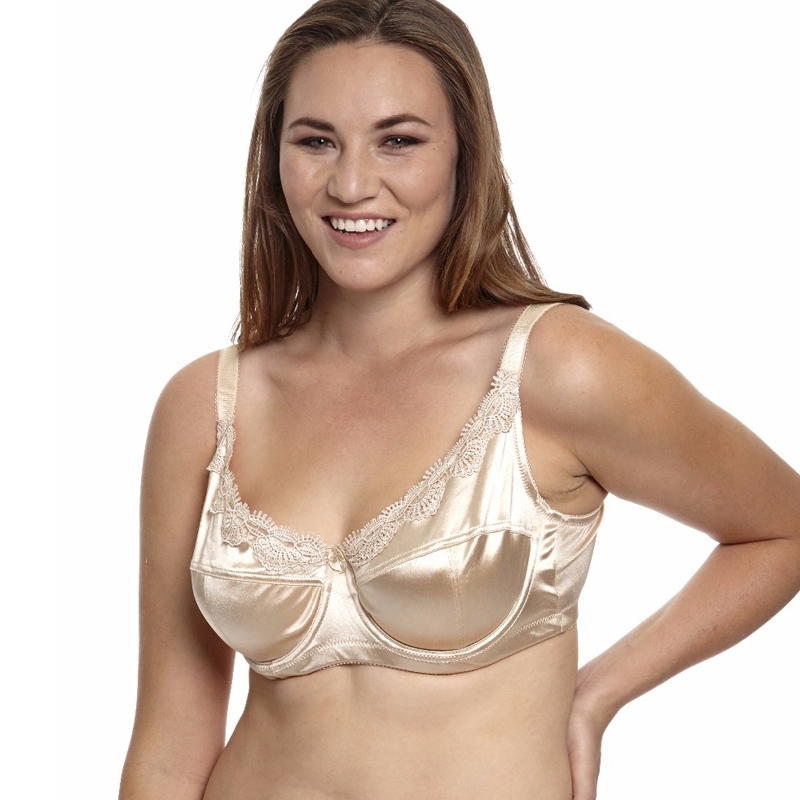 MiaoErSiDai Women Plus Size Bra Unlined Embroidery Satin Full Coverage Bra 36 38 40 42 44 C D DD DDD E F 201202