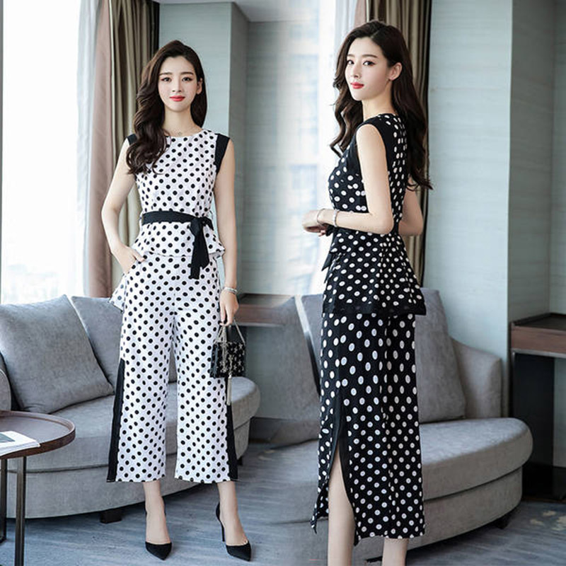 Summer Pant Suits 2 Slice of Chiffon Blusa Track Conjunces Wide Pants Leg Clothes Women Define 2020 From Office Women's S735, Black
Summer Pant Suits 2 Slice of Chiffon Blusa Track Conjunces Wide Pants Leg Clothes Women Define 2020 From Office Women's S735, Black