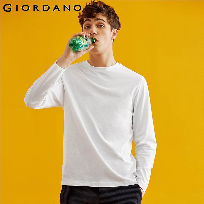 Giordano Men Tshirt Long Sleeve Tee Shirt Homme De Marque Solid T Shirt For Men 100% Cotton Camisetas Hombre Soft Men Clothes 201202