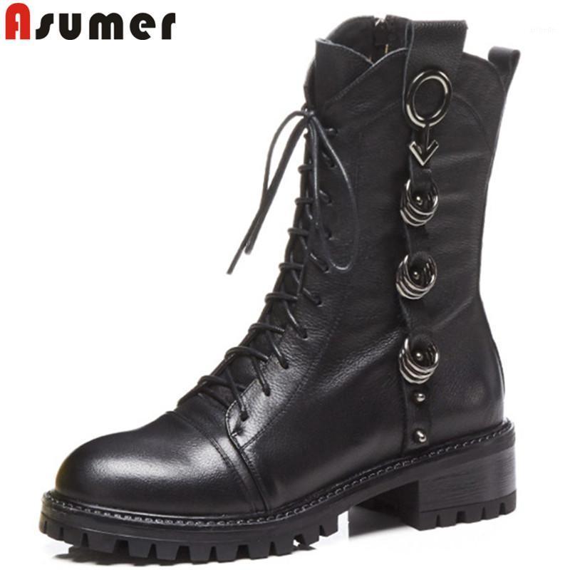 ASUMER 2020 fashion ankle boots for women square heel genuine leather boots lace up med heels round toe ladies motorcycle1, Black not fur
ASUMER 2020 fashion ankle boots for women square heel genuine leather boots lace up med heels round toe ladies motorcycle1, Black not fur