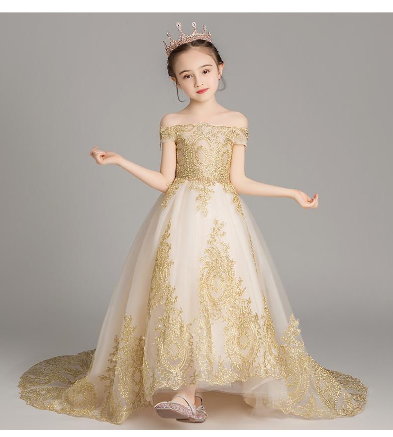 Off Shoulder Girl Wedding Dress Golden Sequin Lace Kids Party First Communion Gown Kids Baptism Pageant Gown Flower Girl Dresses, Style 1
Off Shoulder Girl Wedding Dress Golden Sequin Lace Kids Party First Communion Gown Kids Baptism Pageant Gown Flower Girl Dresses, Style 1