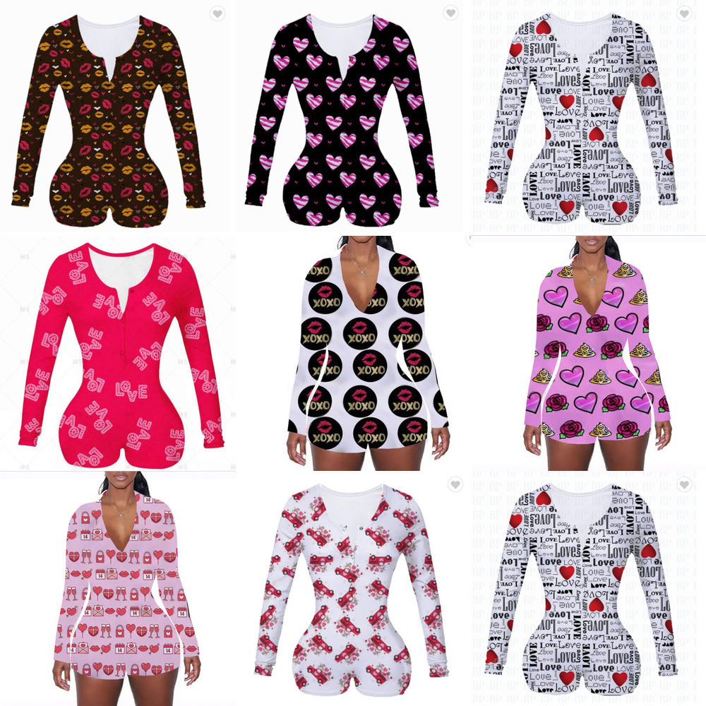 2021 Women Rompers Designers Printed Long Sleeve Jumpsuit Shorts Onesies Valentine' Day V Neck Bodysuit One Piece Overall Pajamas HH12801, #1-#15 list color or random
2021 Women Rompers Designers Printed Long Sleeve Jumpsuit Shorts Onesies Valentine' Day V Neck Bodysuit One Piece Overall Pajamas HH12801, #1-#15 list color or random