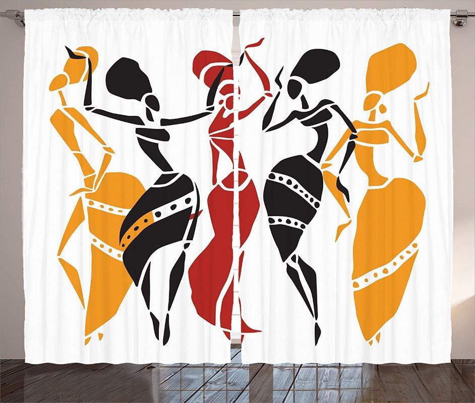 African Window Curtains Lady Dancers Body Silhouettes Motion Pose Exotic Characters Theme Living Room Bedroom Decor Curtain, As pic
African Window Curtains Lady Dancers Body Silhouettes Motion Pose Exotic Characters Theme Living Room Bedroom Decor Curtain, As pic