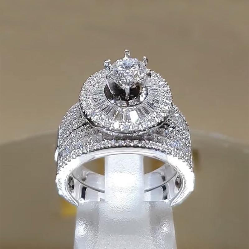 Luxury Silver Plated CZ Stone Ring Two Layer Micro Paved Rhinestone Rings for Women Wedding Party Fashion Jewelry Gift J3C345
Luxury Silver Plated CZ Stone Ring Two Layer Micro Paved Rhinestone Rings for Women Wedding Party Fashion Jewelry Gift J3C345