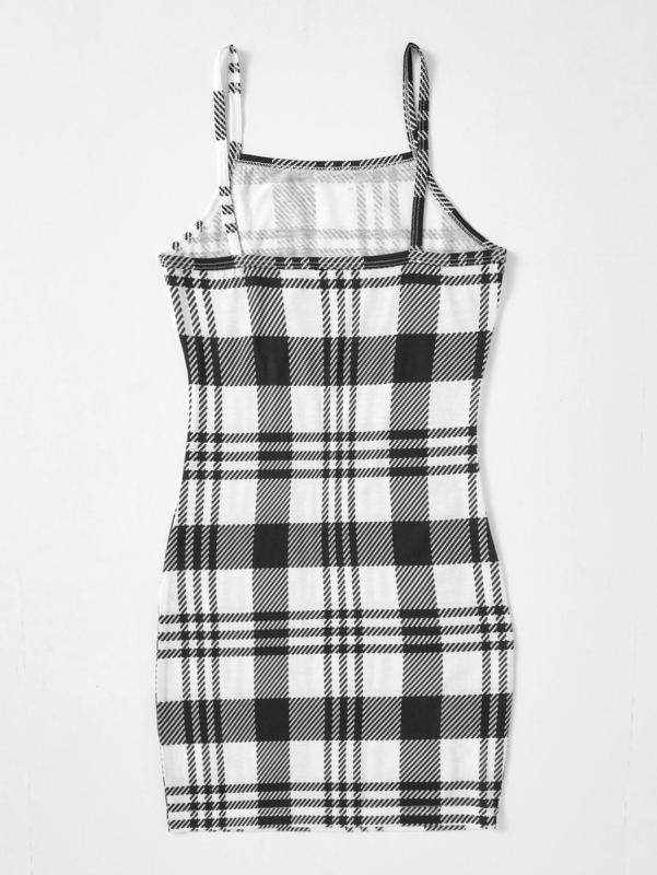 Girls Plaid Print Cami Dress SHE02