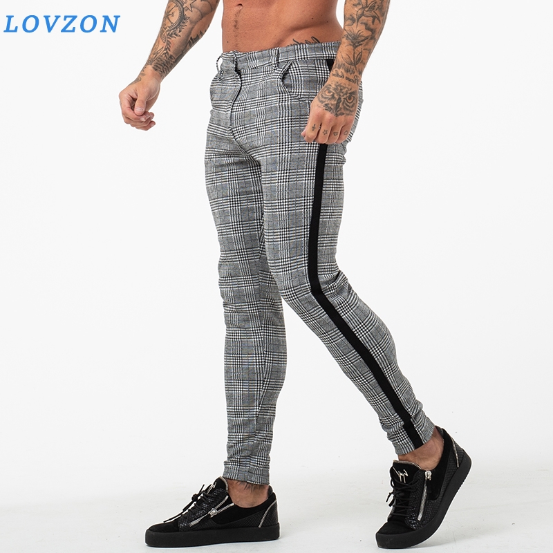 Mens Slim Fit Skinny Pants For Men Chino Trousers Plaid Design Fashion Grey Casual With Stripe At Side kg-453, Kc181 black edge
Mens Slim Fit Skinny Pants For Men Chino Trousers Plaid Design Fashion Grey Casual With Stripe At Side kg-453, Kc181 black edge