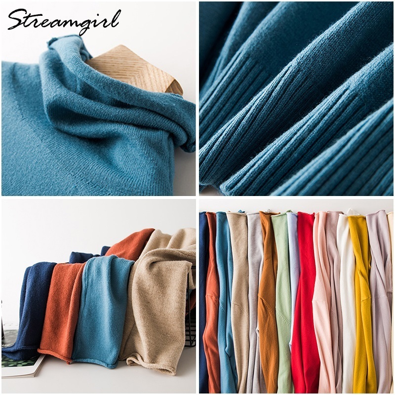 Women's Turtleneck Cashmere Sweater Women Warm Jumpers Ladies Pullover Autumn Winter Women's Sweaters Black Sweater Turtleneck 201023