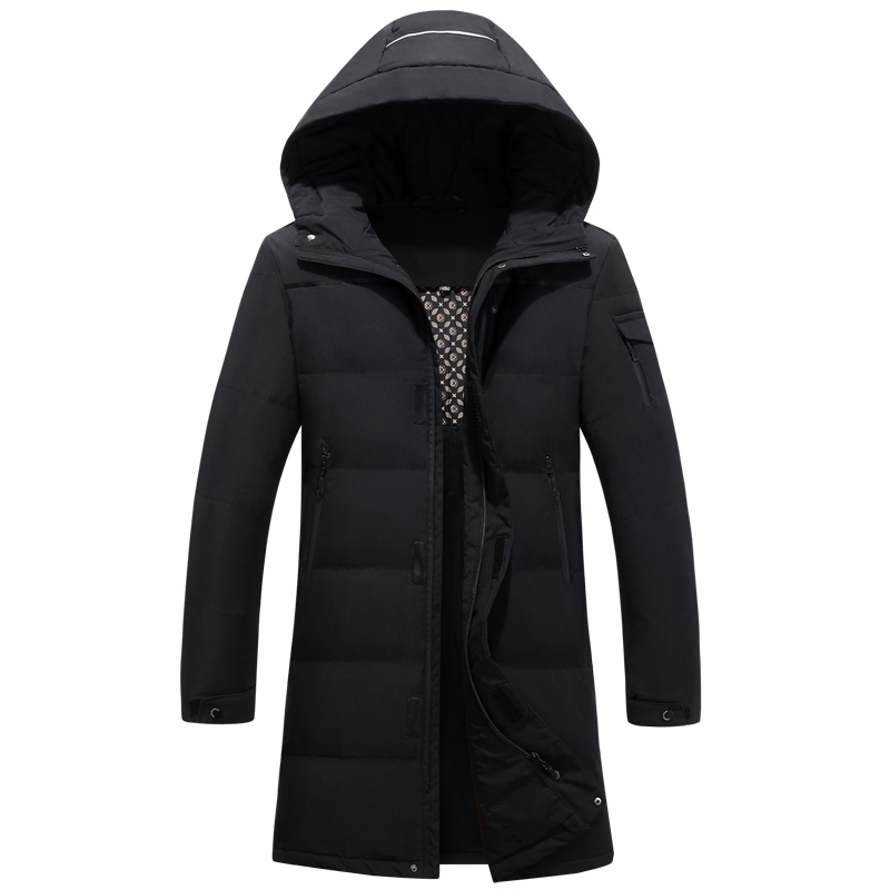 -30 Degree Middle-aged Men Winter Down Coat For Father Plus Size 4XL Long White Duck Down Jacket Men Hooded Loose Down Parka Men 201223