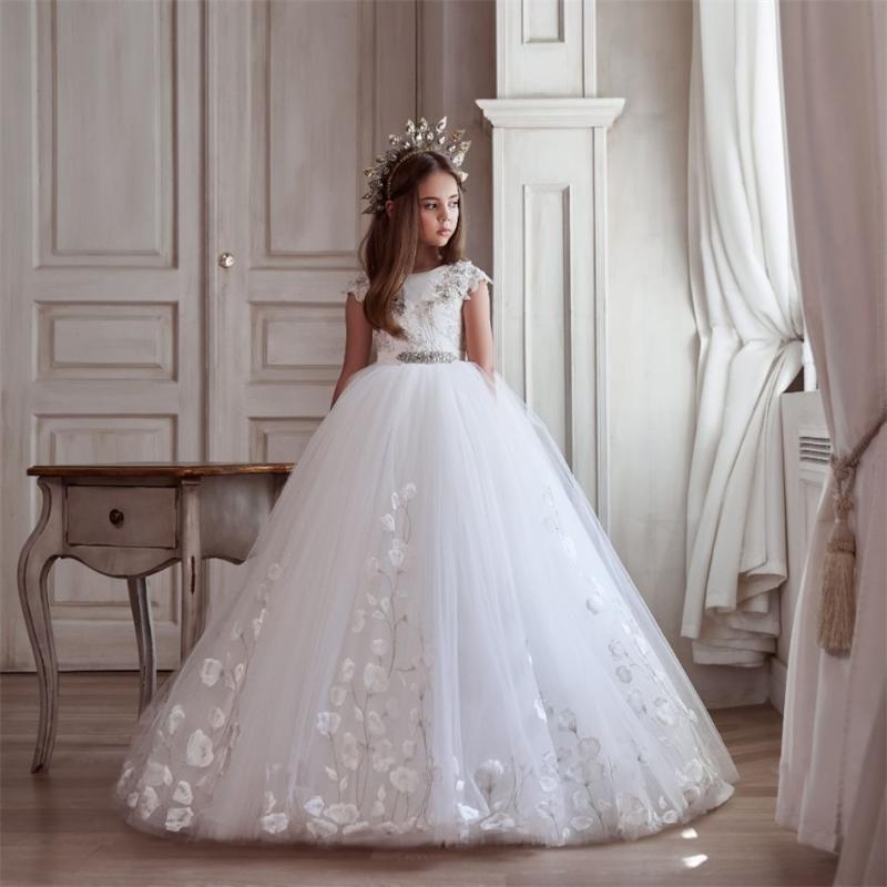 White Lace Flower Girl Dresses For Wedding Jewel Neck 3D Floral Appliqued Toddler Pageant Gowns Tulle First Communion Dress, Beige
White Lace Flower Girl Dresses For Wedding Jewel Neck 3D Floral Appliqued Toddler Pageant Gowns Tulle First Communion Dress, Beige