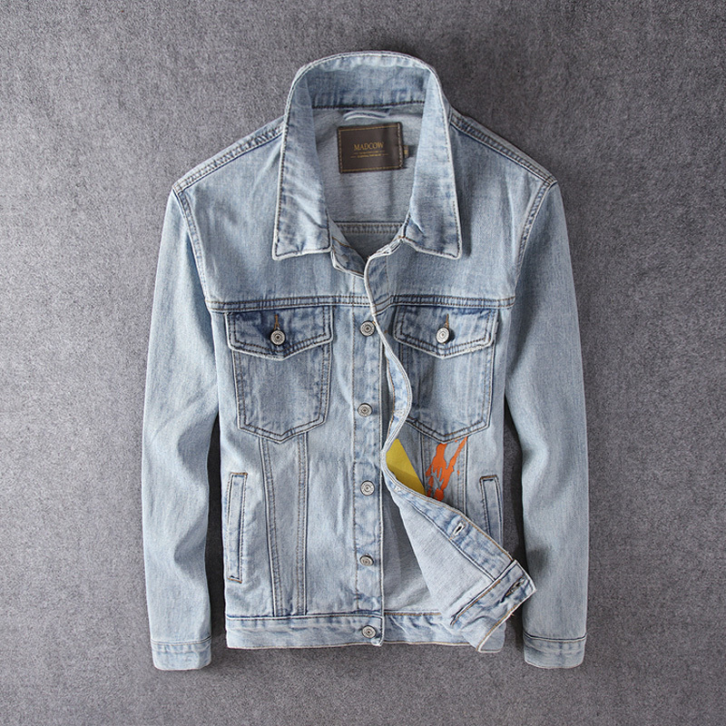 2021 New Newly Designer Fashion Streetwear Hip Hop Printed Denim Jackets Men Cotton Coats Light Blue Casual Chaqueta J4u3, Retro blue
2021 New Newly Designer Fashion Streetwear Hip Hop Printed Denim Jackets Men Cotton Coats Light Blue Casual Chaqueta J4u3, Retro blue