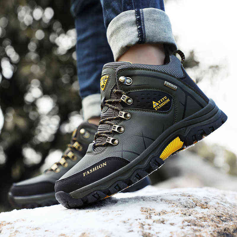 Men Winter Snow Boots Waterproof Non-slip Sneakers Warm Men's Boots Outdoor Male Hiking Boots Rubber Wear-resistant Work Shoes 220107