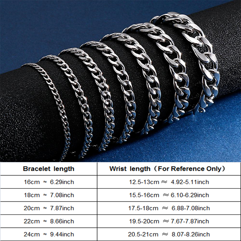 34568911mm Stainless Steel Classic Cuban Curb Chain Bracelet Men Male Cool High Quality Never Fade