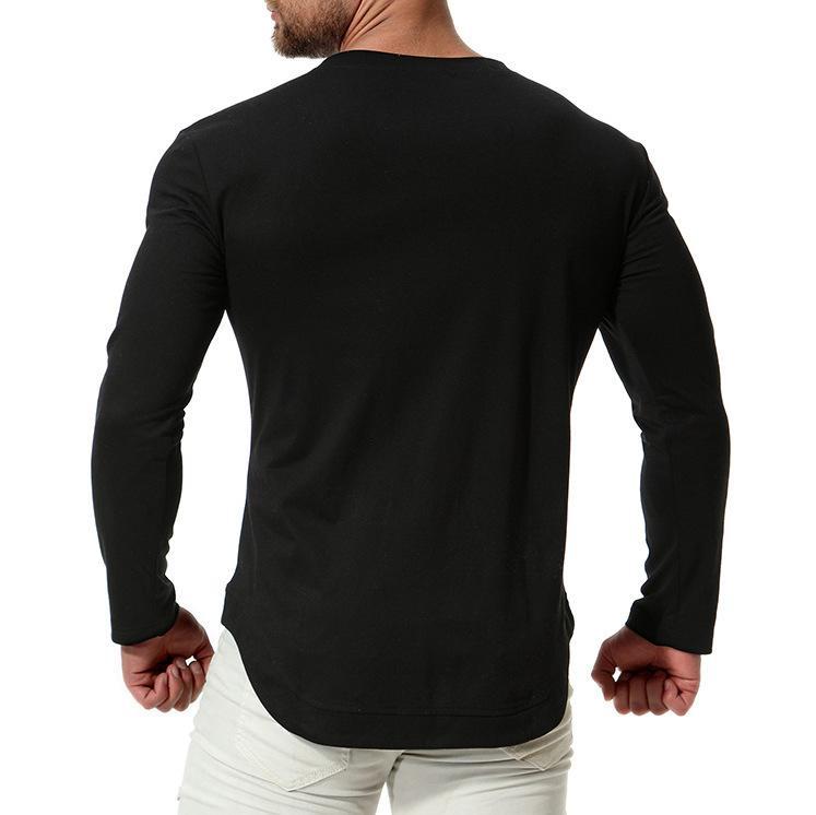 2021 New Man Long Sleeves Black Tshirts Csual Solid T-shirt Mz11