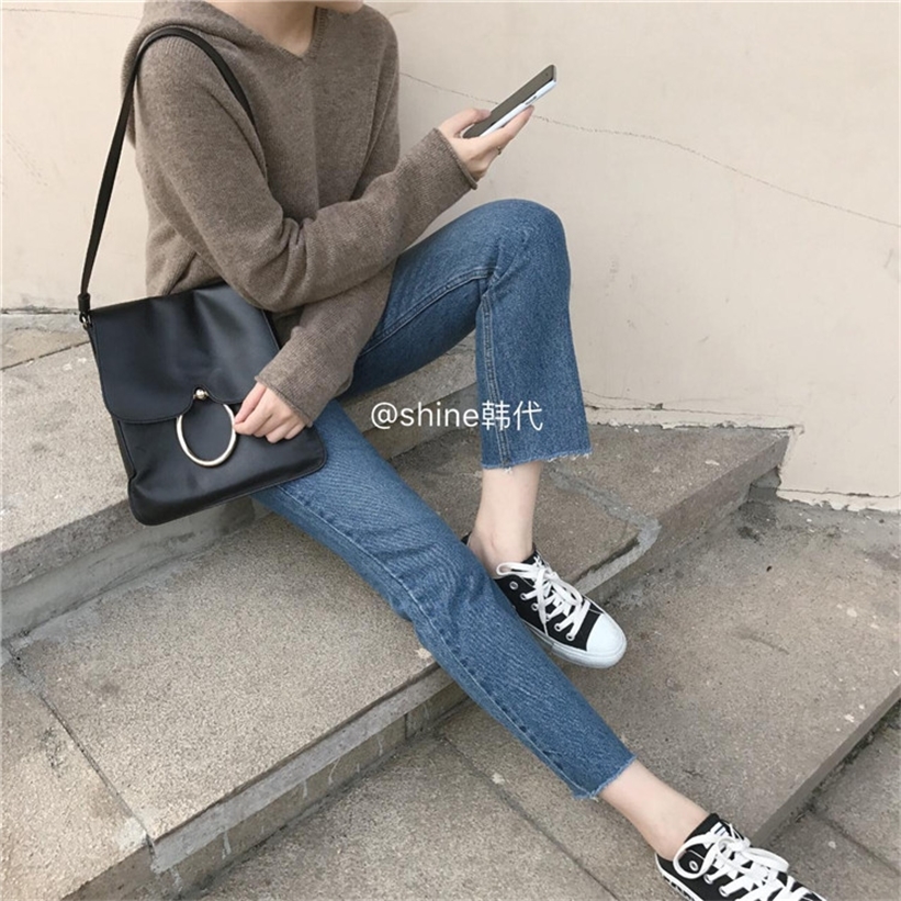 Cashmere Knitted Jumpers Woman Sweater Hooded 2Colors Korean Style Hot Sale Fashion Pullover Female Woolen Knitwear Clothes Tops 201221