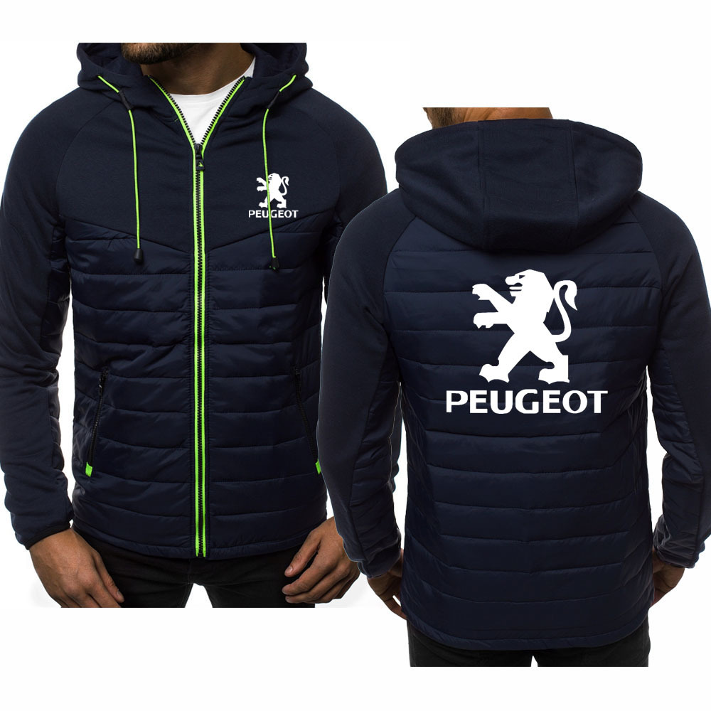 Hoodies Men Peugeot Car Print Casual Long Sleeve Hooded Sweatshirts Mens zipper Jacket Man Tops Clothing C1117