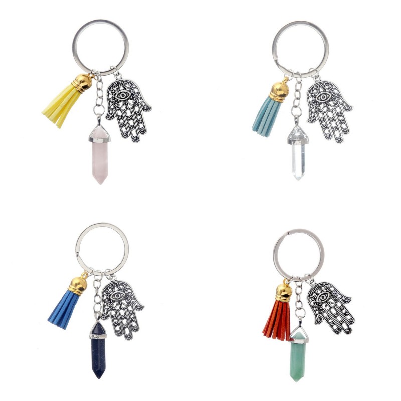 Hamsa Hand Fatima Keychain Tassel Hexagonal Prism Chakra Natural Stone Evil Eye Crystal Pendant Charm Keyring Jewelry Key Ring Chain 619 K2, Slivery;golden
Hamsa Hand Fatima Keychain Tassel Hexagonal Prism Chakra Natural Stone Evil Eye Crystal Pendant Charm Keyring Jewelry Key Ring Chain 619 K2, Slivery;golden