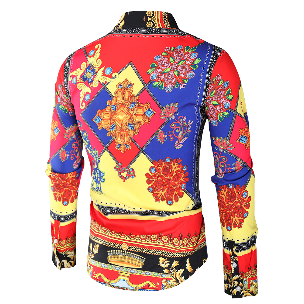 Casual Blouse Homme Baroque Banquet Shirt Paisley Black Gold Men Shirt Luxury Korean Mens Long Sleeve Print Shirts Men Slim Fit X1218