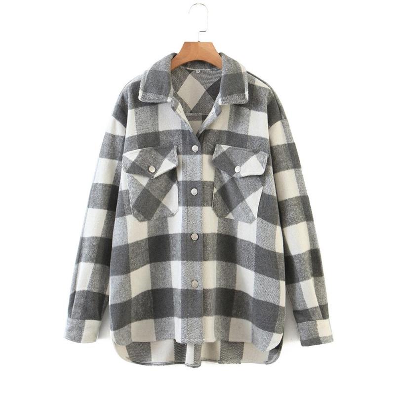2020 autumn fashion ladies plaid woolen shirts casual female oversize shirt streetwear women vintage outfits girls chic shirts, White
2020 autumn fashion ladies plaid woolen shirts casual female oversize shirt streetwear women vintage outfits girls chic shirts, White