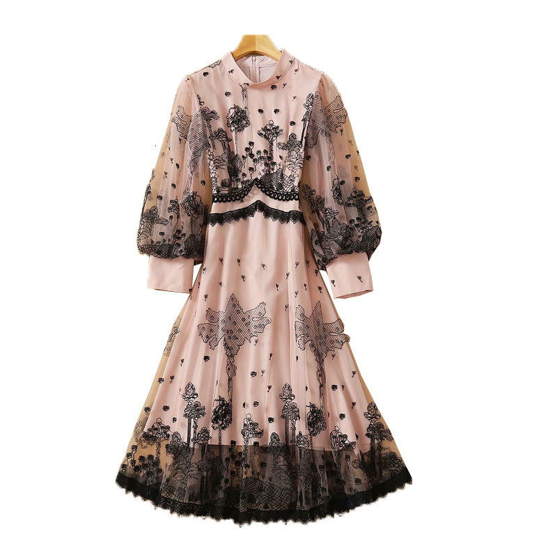 New Autumn Retroethnic Style Embroidered Sexy Flowers Tulle Long Sleeve Stylish Temperament Dress Women's Clothes High Quality Irr3, Pink.
New Autumn Retroethnic Style Embroidered Sexy Flowers Tulle Long Sleeve Stylish Temperament Dress Women's Clothes High Quality Irr3, Pink.