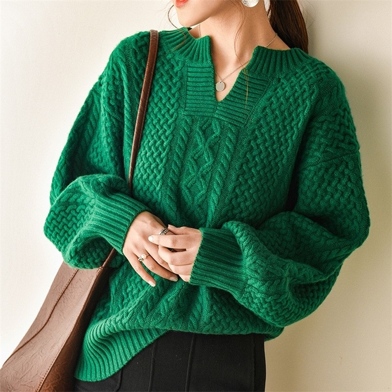 Autumn Winter Cashmere Sweater Woman Retro Green V-neck Pullover Turtleneck Clothes Women Oversized Knitted Long Sleeve 201030, Red
Autumn Winter Cashmere Sweater Woman Retro Green V-neck Pullover Turtleneck Clothes Women Oversized Knitted Long Sleeve 201030, Red