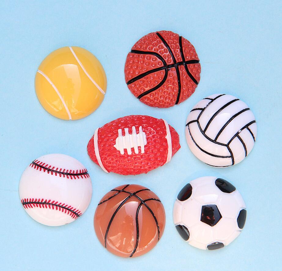 Large resin sports ball Craft Tools flat bottom patch football basketball accessories DIY creative jewelry earrings accessorieses