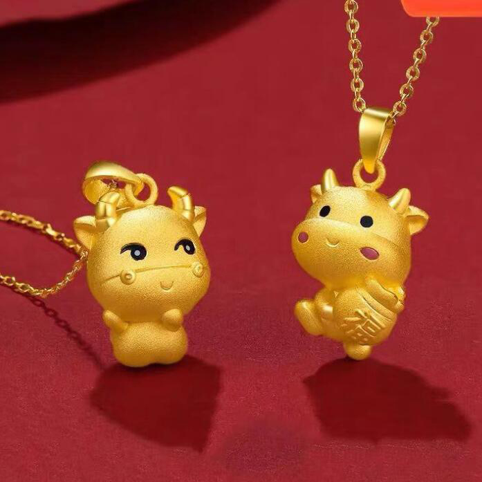 Gold Cow Pendants 24K Gold Plated Ox Statue Ornament Pendants 2021 Chinese Ox New Year Tradition Zodiac Souvenir Lucky Blessing Necklace
Gold Cow Pendants 24K Gold Plated Ox Statue Ornament Pendants 2021 Chinese Ox New Year Tradition Zodiac Souvenir Lucky Blessing Necklace